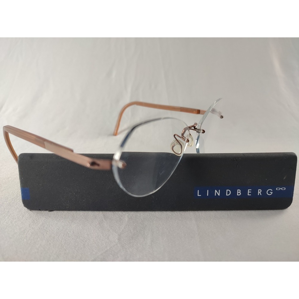 Lindberg Spirit Titanium Rimless‎ Eyeglass Frames Bronze K143M T510 Denmark Case